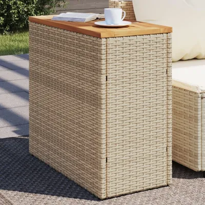 Obrázek produktu pro vidaXL Zahradní stolek dřevěný béžový 58x27,5x55 cm Poly ratan