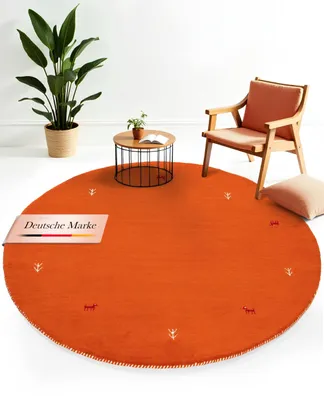 Produktbild von Wollteppich Gabbeh Uni rund Ø 200 cm Orange