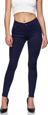 Produktbild von Glamexx24 Damen Stretch Hose Skinny Fit Jegging High-Waist Regular Stoffmischung Hose-Farbe: Dunkelblau -Größe: 44