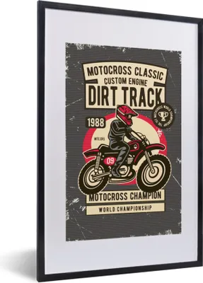 Produktbild von MuchoWow® MuchoWow® Gerahmtes Poster Motorrad - Retro - Zitat 40x60 cm - Poster mit zchwarzem Bilderrahmen - Poster in Rahmen