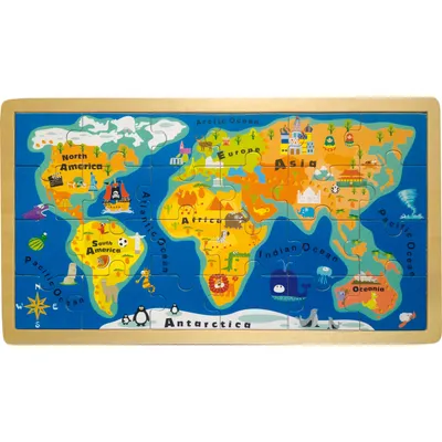 Immagine prodotto di Small Foot 4240 Puzzle a cornice con mappa del mondo, colorato, 24 pezzi (1 set)