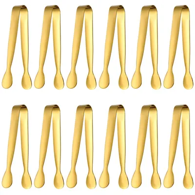 Servierzangen-Set, 12 Stück, Edelstahl, Gold, 11 cm