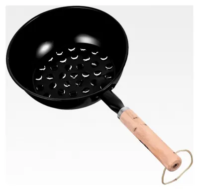 Produktbild von Anzündkamin und Grillanzünder für Outdoor und Camping, tragbarer Holzkohle-Startertopf mit langem Holzgriff, schwarz, leicht zu transportieren und reinigungsfreundlich