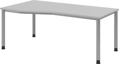 Produktbild von bümö Schreibtisch Serie-H - Gestell: Silber, Nachbildung: Grau, Größe:  180 x 100 cm