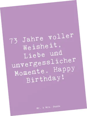 Produktbild von Mr. & Mrs. Panda Postkarte Spruch 73. Geburtstag - Lavendeltraum - Geschenk, Ansichtskarten, Grußkarte, bildkarte, Glückwunsch, Alter, emotionaler, besondere Momente