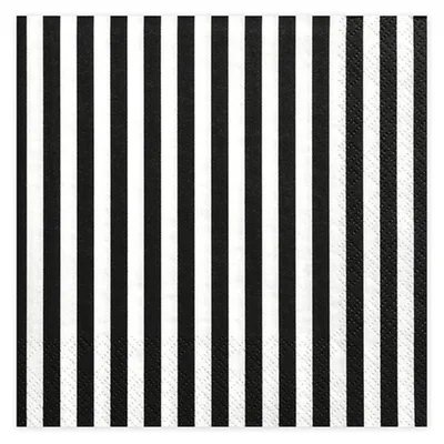 Produktbild von Gestreifte Servietten, schwarz, 33 x 33 cm (1 Packung / 20 Stück)