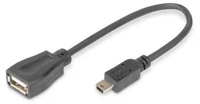 Produktbild von DIGITUS USB 2.0 Adapter OTG, Typ Mini B - A St/Bu 0,2m