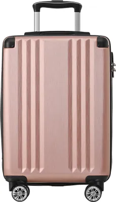 Immagine prodotto di Valigia AIORBER, 4 ruote, rotelle, barra telescopica multi-lock, finitura spazzolata, chiusura in pollici TSA, materiale ABS, 66,5x45,5x28 cm, rosa