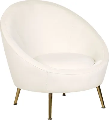 Produktbild von BELIANI Křeslo bílé sametové 76 x 80 x 81 cm kulaté klubové křeslo Zlaté nohy Glamour Retro