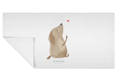 Produktbild von Mr. & Mrs. Panda Handtuch Hund Liebe - Weiß - Geschenk, Flauschtuch, Hunde, 100x50, Sprüche, 50x100, Herz, kleines