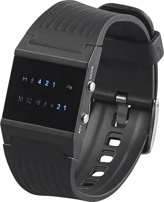 Produktbild von St. Leonhard LED Binär Herrenuhr blaue LED Armbanduhr Uhr Binäruhr Herrenarmbanduhr
