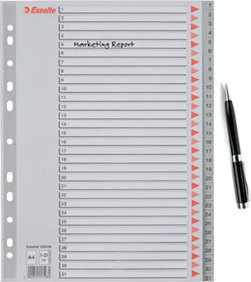 Immagine prodotto di Divisori numerati in polipropilene multidrill 1-12 formato a4 colore grigio esselte