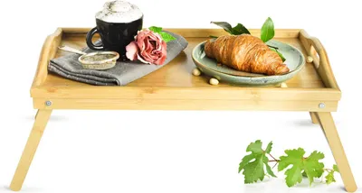 Produktbild von Betttablett Natur 50x30cm Serviertablett Tablett Frühstückstablett Brett Holz