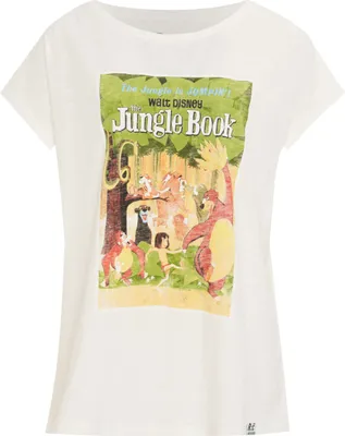 Immagine prodotto di T-shirt vintage "Il libro della giungla" con una stampa originale a tema giungla, color ecru, taglia S