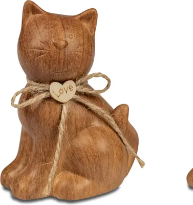 Produktbild von Dekofigur Katze HOLZOPTIK sitzend H. 11cm braun Steingut Formano
