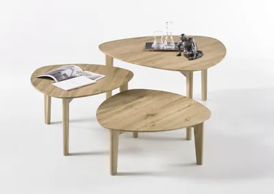 Produktbild von Couchtisch Set Camilla | 3-teilig | 60/60/80 | Asteiche massiv | Eichefarben