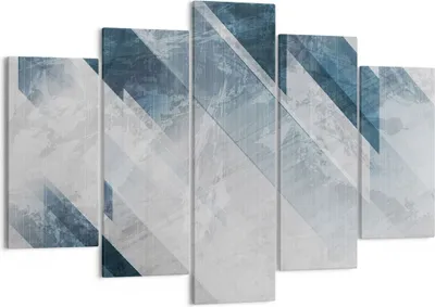 Produktbild von Bild auf Leinwand - Leinwandbild - 5 Teile - Blau Weiß Figuren - 150x100cm - Wand Bild - Wanddeko - Wandbilder - Leinwanddruck - Bilder - Wanddekoration - Leinwand bilder - Wandbild - EA150x100-5082