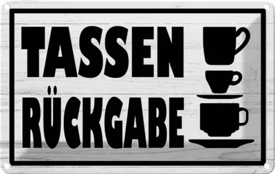 Produktbild von vianmo Blechschild 12x18 cm Tassen Rückgabe Essen Trinken
