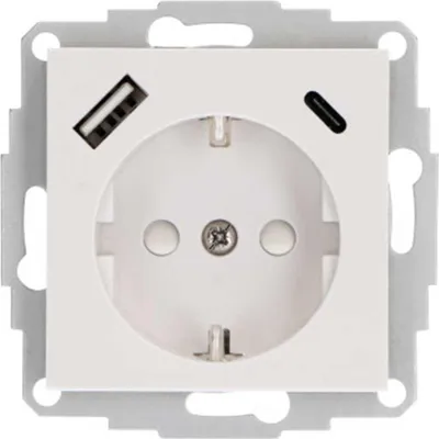 Produktbild von USB Schutzkontakt Steckdose 2 x USB Anschluss Typ A & C 3,0A