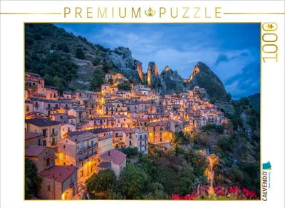 Produktbild von CALVENDO Puzzle Castelmezzano bei Nacht | 1000 Teile Lege-Größe 64x48cm Foto-Puzzle für glückliche Stunden