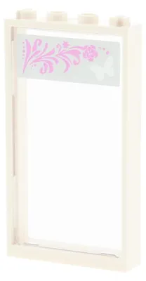 Produktbild von 1x Lego Fenster Rahmen 1x4x6 weiß Scheibe weiß Sticker links 57895pb024L 60596