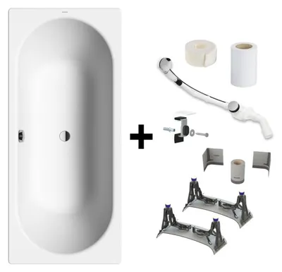 Imagen del producto de Bañera Kaldewei CLASSIC DUO, modelo 110, de 180 x 80 cm, con kit de instalación BIS 5041