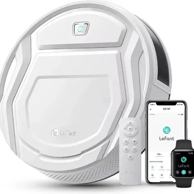 Obrázek produktu pro Robotický vysavač, sací výkon 2200 Pa, ovládání přes WiFi a aplikaci Alexa, výdrž 120 minut, odstraňování zvířecích chlupů, M210 Pro – bílý