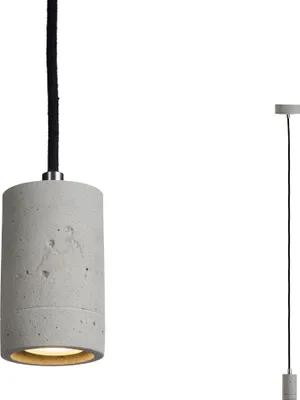 Produktbild von Pendelleuchte PIA aus Beton (Natur) mit Textilkabel inkl. fourSTEP GU10 LED warmweiß 5W 230V, Stückzahl:1er Set