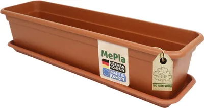 Produktbild von MePla - Set - Balkonkasten Balcony 60 cm + Untersetzer - Terra
