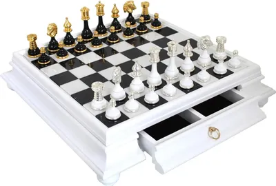 Image de Jeu d'échecs Italfama 47 x 47 cm, bois et marbre, or 24 carats et argent 925, 9 cm