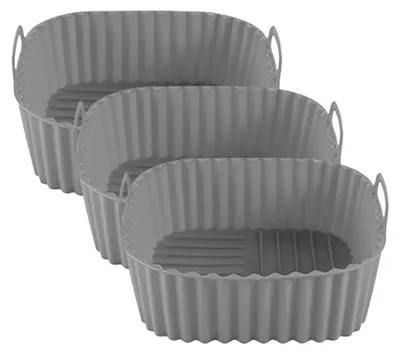 Produktbild von Silikon-Heißluftfritteusenkorb, antihaftbeschichtet, BPA-frei, mit Griffen, spülmaschinen- und ofenfest, gleichmäßige Wärmeverteilung, Zubehör für Heißluftfritteusen