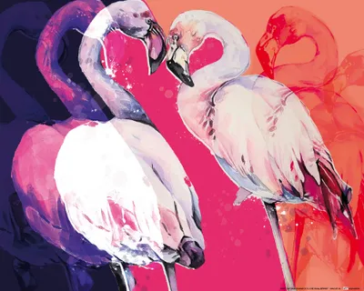 Zdjęcie produktu dla Obraz z nadrukiem flamingów - Flamingo Love (40 x 50 cm)