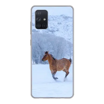 Produktbild von MuchoWow® Handyhülle Schutzhülle Hülle für Samsung Galaxy A51 Pferde - Schnee - Winter Silikon Softcase Handy Hülle - Schutzabdeckung