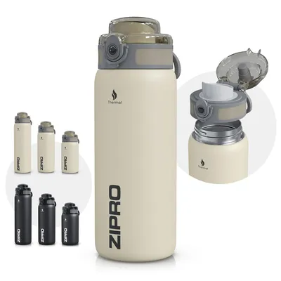 Obrázok produktu pre ZIPRO nerezová fľaša na pitie 700 ml béžová – termoska izolovaná dvojstenná, odolná proti vytekaniu, bez BPA, športová fľaša na vodu, termo fitness