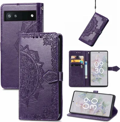 Zdjęcie produktu dla Pokrowiec König Design kompatybilny z etui na telefon komórkowy Google Pixel 6A ze skóry syntetycznej - fioletowe etui na telefon komórkowy