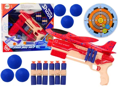 Produktbild von Dart Gun Schaumstoffbälle Flugzeugwerfer Schild Set 5in1