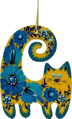 Produktbild von Weihnachtsschmuck mit Katzenmotiv, handbemalt, aus Acryl, Tiermotiv, Baumhänger für Weihnachtsbaum und Partydekoration B