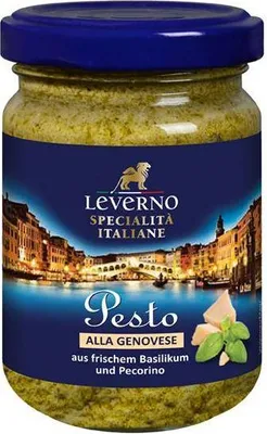 Produktbild von Leverno Pesto alla Genovese  130 G Glas  Glutenfrei Mit frischem Basilikum, Pecorino und Pinienkernen