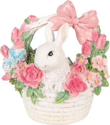 Zdjęcie produktu dla Clayre & Eef figurka dekoracyjna królik 15x9x16 cm biały plastik