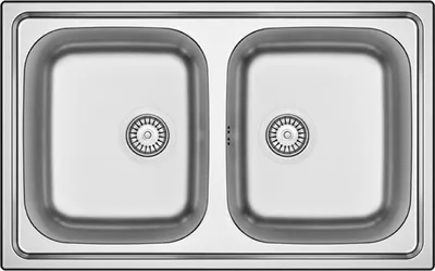 Immagine prodotto di Apell ID862IBC, Lavabo da appoggio, Rettangolare, Acciaio inox, 2 vasche, Quadrato, 840 x 480 mm