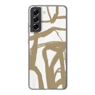 Produktbild von MuchoWow® Handyhülle Schutzhülle Hülle für Samsung Galaxy S21 FE Braun - Weiß - Abstrakt Silikon Softcase Handy Hülle - Mobiltelefonhülle