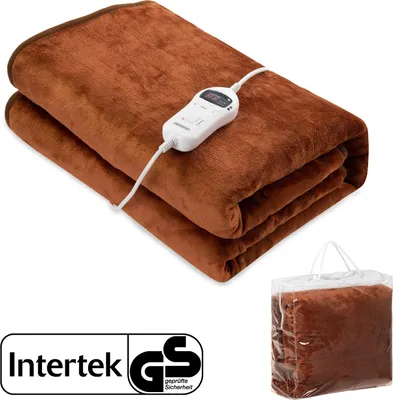 Image de MONZANA® Couverture chauffante 180x130cm 2 places 10 niveaux de chauffage arrêt automatique surmatelas chauffant plaid couverture électrique brun