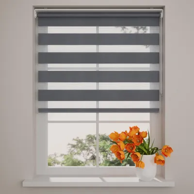 Produktbild von Doppelrollo klemmfix ohne bohren 90 x 150 cm (BxH) Grau lichtdurchlässig, fensterrollo innen ohne bohren, rollos für fenster, rollo 90 cm breit, duo rollo, klemmrollo, klemmfix-doppelrollo