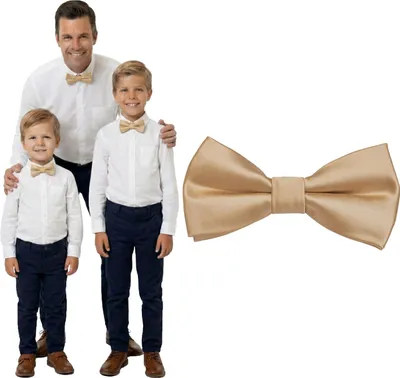 Produktbild von DonDon Fliege Kinder Jungen Babys und Herren Seidenlook Hellbraun glänzend, vorgebunden und längenverstellbar aus Polyester - festliches Accessoire für Hochzeit, Kommunion und Feier