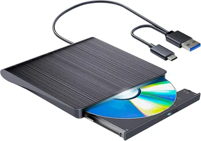 Immagine prodotto di Masterizzatore DVD esterno - USB 3.0 e Type-C - Unità ottica sottile - Nero