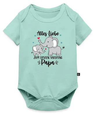 Produktbild von Spreadshirt Alles Liebe Zum Ersten Vatertag Elefanten Kurzarm Tages Baby Body, 80 (9-12 M.), Mint