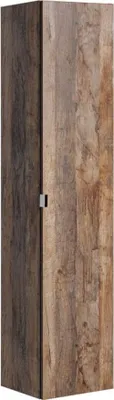 Image de Colonne salle de bain VANTA chêne foncé 160 cm – Meuble suspendu avec porte, tiroir et étagères