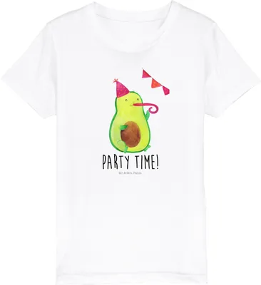 Produktbild von Mr. & Mrs. Panda Kleinkinder T-Shirt Avocado Party Zeit 9-11 Jahre (134/146) - Weiß - Geschenk, Baumwoll Kinder, Geburtstag, Kindershirt, Glücklich, für, Shirts, Teenager