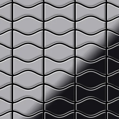 Produktbild von Mosaik Fliese massiv Metall Edelstahl hochglanz grau 1,6mm Kismet & Karma-S-S-M