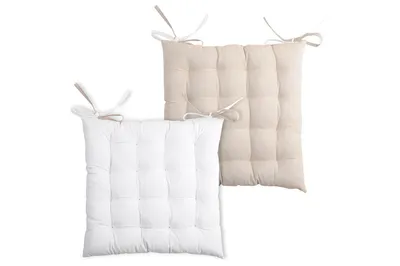 Image de Coussin de chaise DUO COLOR blanc/beige 40x40x4 cm France (prix pour 1 pièce)